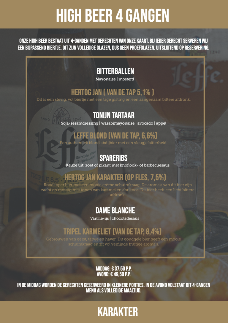 High Beer bij restaurant karakter