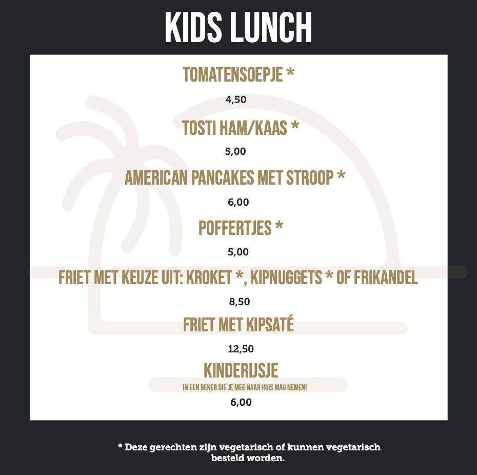 kids lunch kaart Karakter